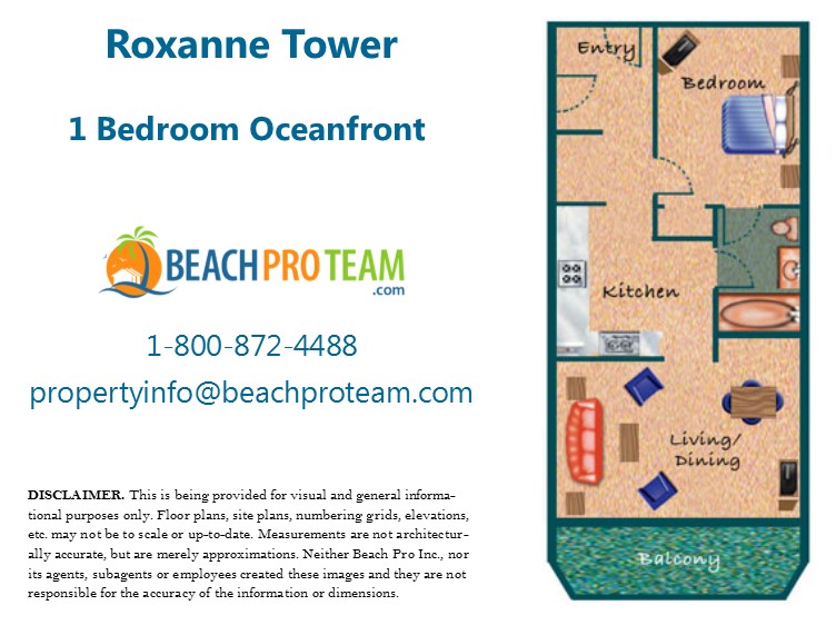 Roxanne Towers Floor Plan 1 - 1 Bedroom Oceanfront